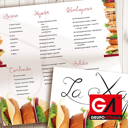 Diseño Gráfico · Impresión · Cartas Menú Restaurantes · Dítptico A3 Largo