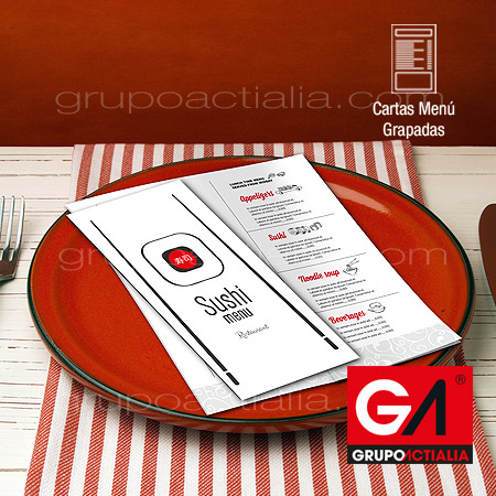 Diseño Gráfico · Impresión · Cartas Menú Restaurantes · Grapadas A5 Largo