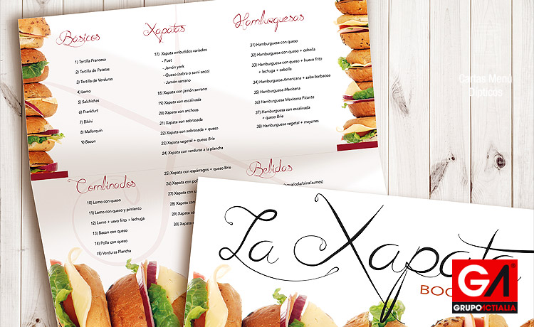 Diseño Gráfico · Impresión · Cartas Menú Restaurante · Dítptico A3 Largo