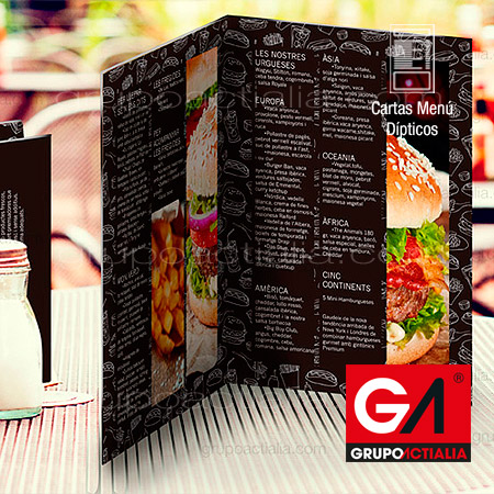 Diseño Gráfico · Impresión · Cartas Menú Restaurantes · Díptico A4