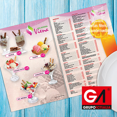 Diseño Gráfico · Impresión · Cartas Menú Restaurantes · Libro Encuadernadas A4 Glasofonado Brillo