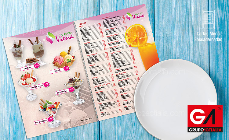 Diseño Gráfico · Impresión · Cartas Menú Restaurante · Libro Encuadernadas A4 Glasofonado Brillo