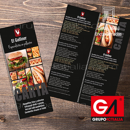 Diseño Gráfico · Impresión · Cartas Menú Restaurantes · Libro Encuadernadas A5-Largo Irrompible