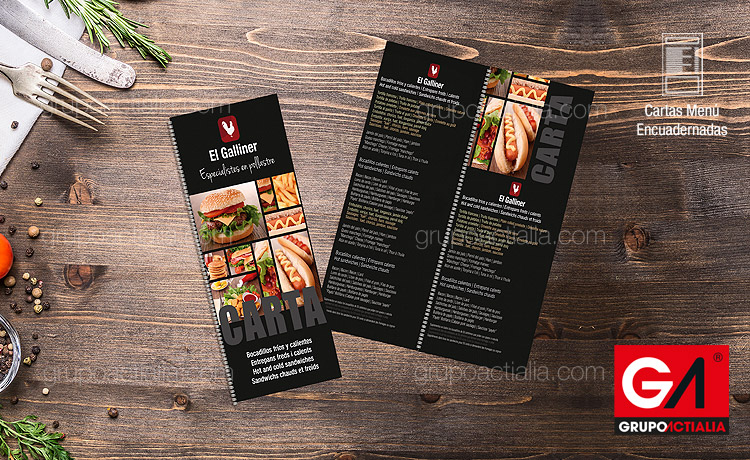 Diseño Gráfico · Impresión · Cartas Menú Restaurante · Libro Encuadernadas A5 Largo Irrompibles