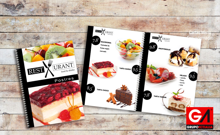 Diseño Gráfico · Impresión · Cartas Menú Restaurante · Libro Encuadernadas A5 Glasofonado Brillo