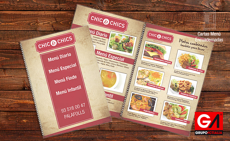 Diseño Gráfico · Impresión · Cartas Menú Restaurante · Libro Encuadernadas A5 Plastificadas