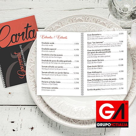 Diseño Gráfico · Impresión · Cartas Menú Restaurantes · Encuadernadas A6