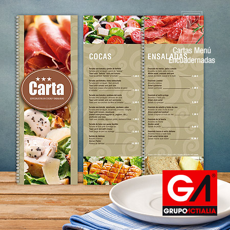 Diseño Gráfico · Impresión · Cartas Menú Restaurantes · Libro Encuadernadas DL Irrompible