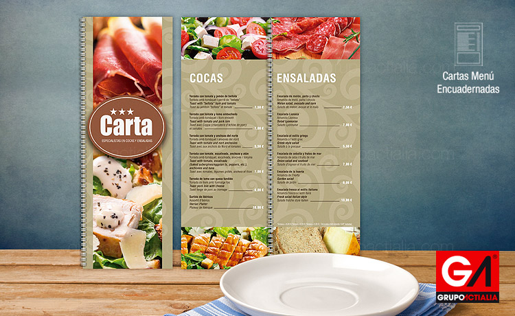 Diseño Gráfico · Impresión · Cartas Menú Restaurante · Libro Encuadernadas DL Irrompibles