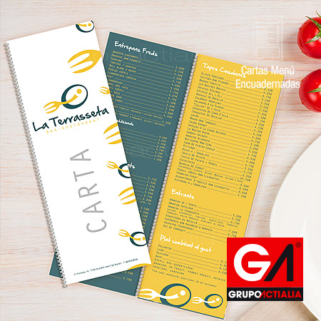Diseño Gráfico · Impresión · Cartas Menú Restaurantes · Libro Encuadernadas DL Plastificado
