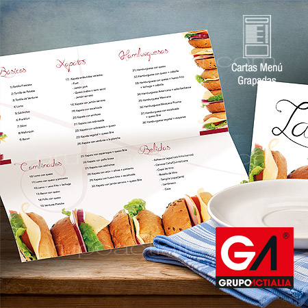 Diseño Gráfico · Impresión · Cartas Menú Restaurantes · Grapadas A3 Largo
