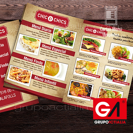 Diseño Gráfico · Impresión · Cartas Menú Restaurantes · Grapadas A5