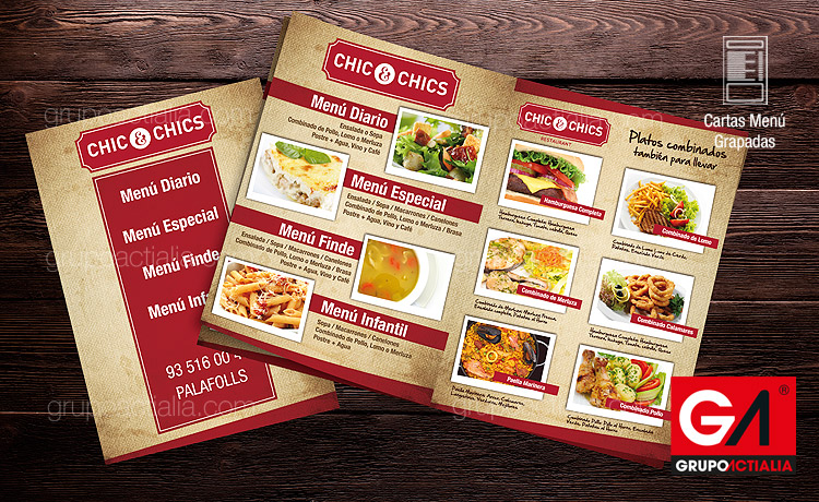 Diseño Gráfico · Impresión · Cartas Menú Restaurante · Grapadas A5