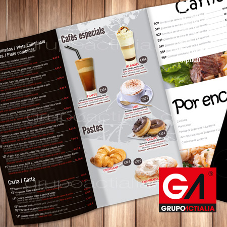 Diseño Gráfico · Impresión · Cartas Menú Restaurantes · Tríptico A5
