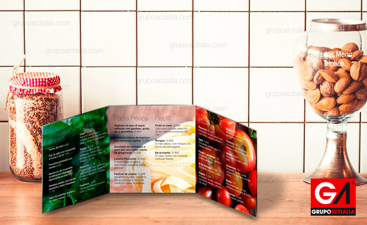 Diseño Gráfico · Impresión · Cartas Menú Restaurante · Tríptico Cuadrados